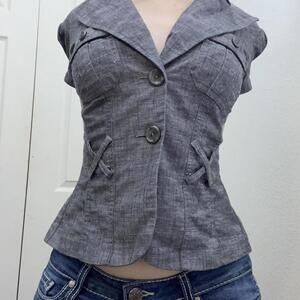 fitted button up blazer top